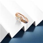 Rose Gold Plated 925 Sterling Silver Round Ring Mount (To fit 7mm gemstone) Inc. 0.10cts White Zircon Brilliant Cut Round 1.20mm - 1pcs