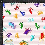 Happiest Little Camper Camping, Chair & Stripe on Pink Fabric 0.5m