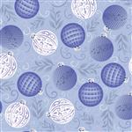 Sanntangle Light Blue Foliage & Baubles Christmas Fabric 0.5m