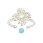 925 Sterling Silver Clover Spinning Adjustable Fidget Ring (To fit 4mm) with Sleeping Beauty Turquoise, With Instructions By Carol Vickers