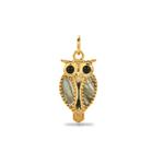 Gold Plated 925 Sterling Silver Owl Pendant with Labradorite & Black Onyx, Approx, 10x19mm