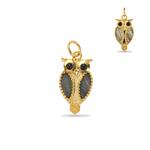 Gold Plated 925 Sterling Silver Owl Pendant with Labradorite & Black Onyx, Approx, 10x19mm