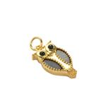 Gold Plated 925 Sterling Silver Owl Pendant with Labradorite & Black Onyx, Approx, 10x19mm