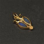 Gold Plated 925 Sterling Silver Owl Pendant with Labradorite & Black Onyx, Approx, 10x19mm