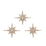 Rose Plated 925 Sterling Silver Star Connector with Pave Set White Topaz, Approx 21x23mm, 3pcs 
