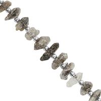 30cts Herkimer Quartz Rough Tumble Approx 6x2 to 15x14mm ,18cm Strand With Spacers