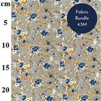 Floral Linen Rayon Print Grey Fabric Bundle (4.5m)