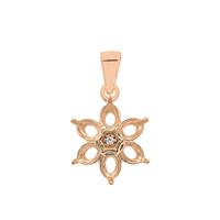 Rose Gold Plated 925 Sterling Silver Flower Oval Pendant Mount (To fit 5x4mm gemstone) Inc. 0.02cts White Zircon Brilliant Cut Round 1.50mm-1Pcs