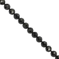 55cts Black Spinel Faceted Round Approx 4mm, 38cm Strand 