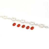 925 Sterling Silver Multi Mount Bracelet & 6cts Red Onyx (Pack of 5)