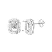 925 Sterling Silver Cushion Earring Mount (To fit 8x6mm gemstone) - 1 Pair 