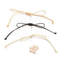 3 x Leather Cord Bracelets (Black, Cream & Gold) With 6 x Freshwater Cultured Pearls Approx 7-8mm & 925 Sterling Silver Heart Charm