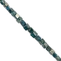 1.85cts Blue Diamond Faceted Cube Approx 1 to 2mm, 4cm Strand