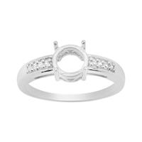 925 Sterling Silver Round Ring Mount (To fit 7mm gemstone) Inc. 0.09cts White Zircon Brilliant Cut Round 1.20mm - 1pcs