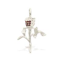 Willow & Tig Collection: The Rose 925 Sterling Silver Charm Approx 30x21mm With Red Garnet Pave