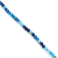 115cts Blue Banded Agate Plain Round approx 4mm, 1m Strand