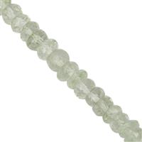 38cts Green Amethyst Graduated Faceted Rondelle Approx 4x2 to 6x4mm, 19cm Strand