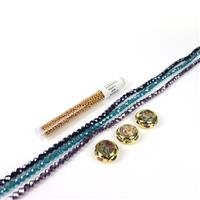 Mirror Mirror; Abalone Coins With Gold Colour Edge, 3x AB Beads Coated Faceted Rounds & Seed Beads 8/0