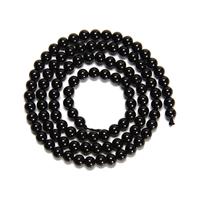 55cts Black Spinel Plain Rounds Approx 4mm, 38cm Strand