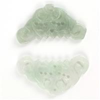2x 10Cts Type A Jadeite Butterfly Carving Approx 20x30mm