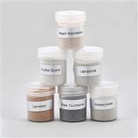 Gemart - Gemstone Dust , Inc; Black Tourmaline, Labradorite, Quartz, Carnelian, Monstone & Rhodochrosite