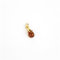Willow & Tig Collection Baltic Amber Cognac with Gold Plated 925 Sterling Silver Molten Bale, Approx 13x6mm