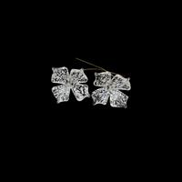 Preciosa Lampwork Flower Beads - Crystal/Silver, 30mm (2pc)
