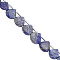 105cts Lapis Lazuli Top Side Drill Smooth Heart Approx 10 to 14mm, 19cm Strand with Spacers