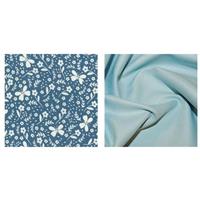 Butterflies on Denim and Cotton Canvas Sky Blue Fabric Bundle (1m)