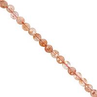 22cts Sunstone Faceted Flat Coin Approx 4mm, 30cm Strand