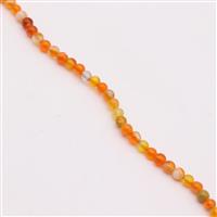 122cts Orange Banded Agate Plain Round Approx 4mm, 1m Strand
