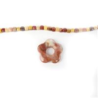 Desert Bloom: Mookite Flower Donut Approx 30mm 1pc, Mookite Faceted Cubes 4-5mm