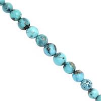 50cts Kingman Turquoise Graduated Smooth Round Approx 5 to 7mm, 20cm Strand