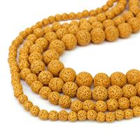 500cts Yellow Lava Rock Rounds Approx 6 to 12mm, 15" Strands Set Of 4