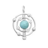 925 Sterling Silver Halo Pendant With 3.63cts White Topaz & Arizona Turquoise