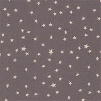 Shabby Chic Natural Stars On Grey Cotton Linen Fabric 0.5m