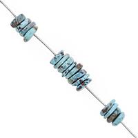 100cts Turquoise Smooth Irregular Wheels Approx 10x1 to 13x4mm, 20c Strand With Spacer