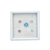 3.80cts Sky blue Topaz & Rose De France Amethyst Hexagon Faceted Approx 4 to 8mm (Set of 5)