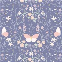 Lewis & Irene Presents Cassandra Connolly - Heart of Summer Floral Gathering Dark Hyacinth Blue Fabric 0.5m