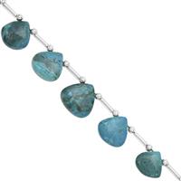 65cts Chrysocolla Graduated Plain Heart Approx 9 to 13mm, 16cm Strand with Spacers  