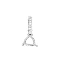 925 Sterling Silver Triangle Pendant Mount (To fit 6mm gemstones) Inc. 0.09cts White Zircon Brilliant Cut Round 1 to 2mm - 1Pcs