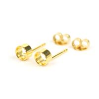 Gold Plated 925 Sterling Silver Tube Set Studs for 4mm Gemstones