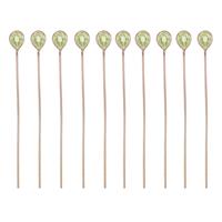 Rose Gold Plated 925 Sterling Silver Head Pins With 4x3mm Pear Peridot - 40mm, Width 0.5mm - (10pcs)