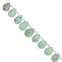 45cts Sleeping Beauty Turquoise Top Side Drill Faceted Pear Approx 7x4 to 12x8mm, 20cm Strand with Spacers