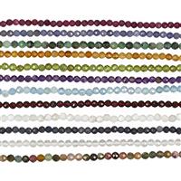 400cts Birthstone Beads Faceted Round Approx 4mm, 32cm (Set of 12)