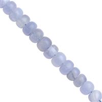 80cts Blue Lace Agate Smooth Rondelles Approx 5.3 to 9x5mm, 20cm Strand With Spacers