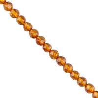Baltic Cognac Amber Micro Faceted Rounds, Approx. 5mm, 20cm Strand