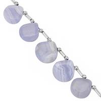 90cts Blue Lace Agate Smooth Heart Approx 11 to 16mm, 20cm Strand With Spacers