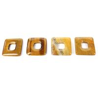 Hip to be Square: 2x Tiger Eye Square Donut, 2x Mookite Square Donut Approx 30mm