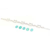 ICE; Sterling Silver Multi Mount Bracelet with Amazonite Oval Cabochons